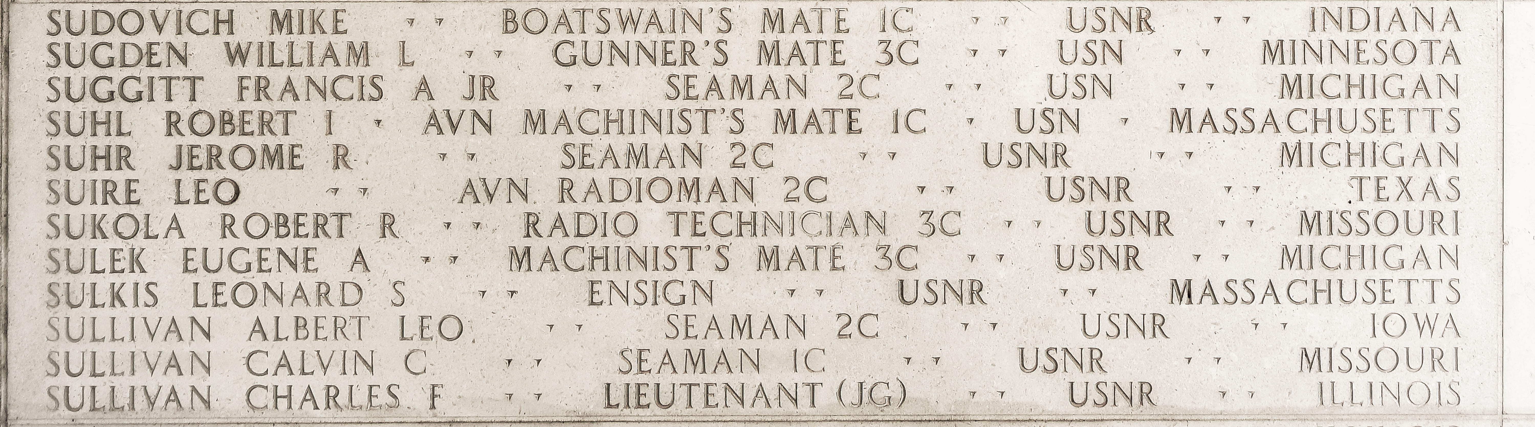 Albert Leo Sullivan, Seaman Second Class